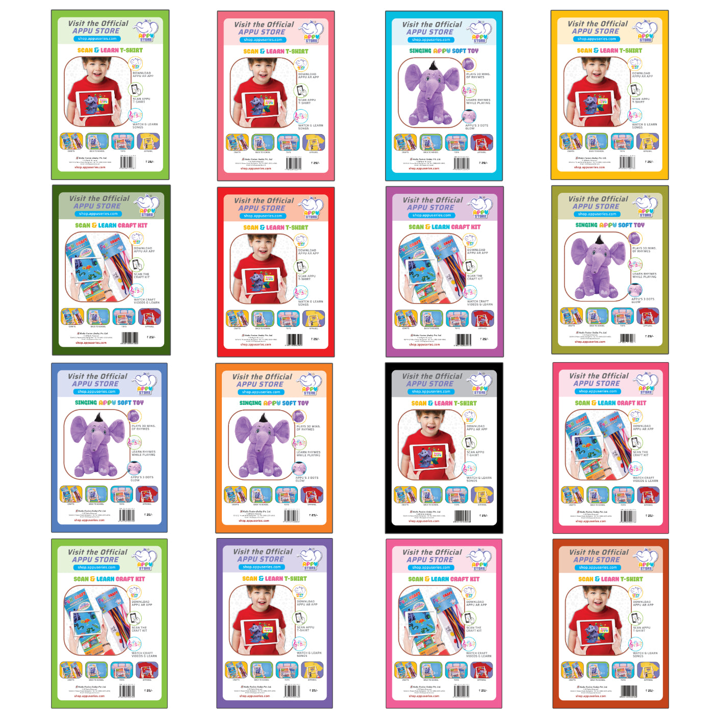 Appu Pocket Colouring Books - Combo Pack of 16